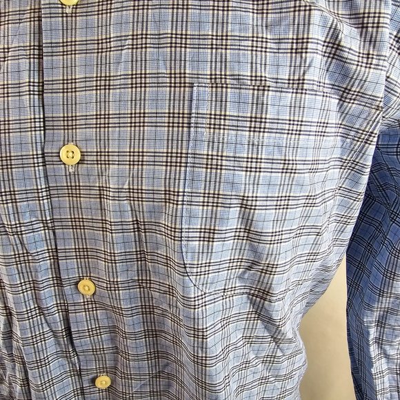 Peter Millar Shirt Mens Large Blue Button Up Plaid Check Casual Stretch Preppy - Picture 4 of 10